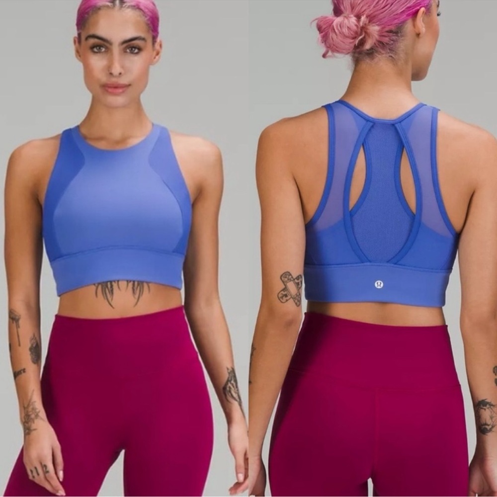 Lululemon Everlux High Neck Train Bra Wild Indigo Sz 6
*Medium Support C/D Cup* - Picture 4 of 8